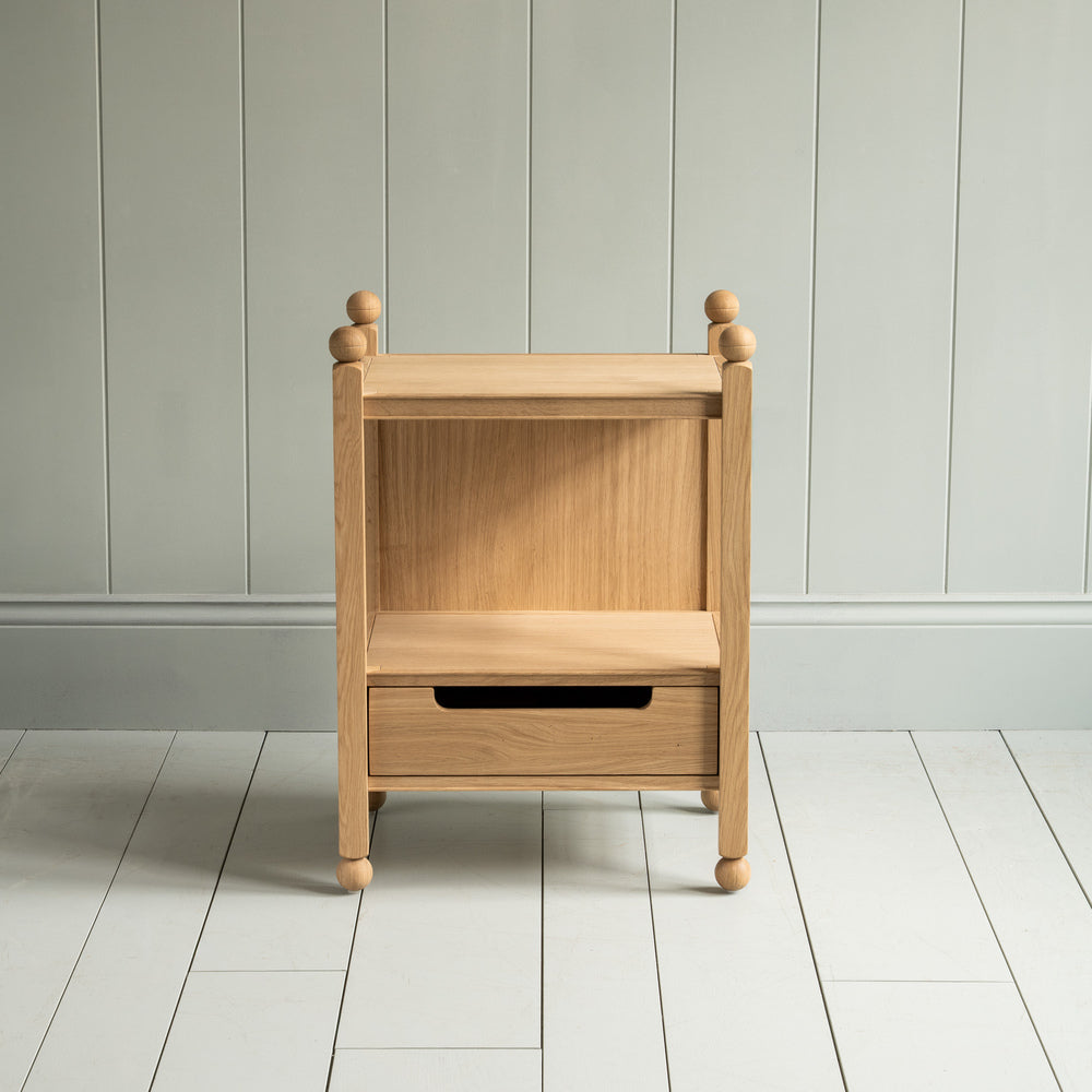 Front View of Slumber Bedside Table, Oiled Oak