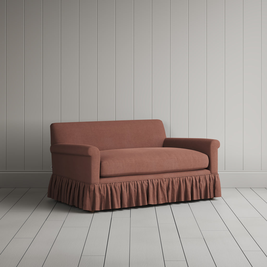 Three-quarter view of the Laidback Linen Sweet Briar Curtain Call love seat by NiX.