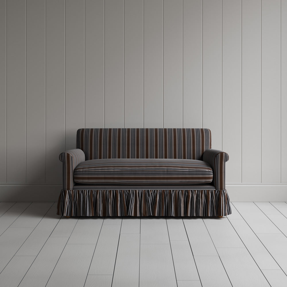 Front portrait of the Regatta Cotton Curtain Call love seat by Nicola Harding interiors.