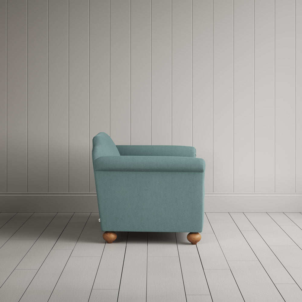 Dolittle Big Love Seat laidback linen cerulean, side view by NiX.