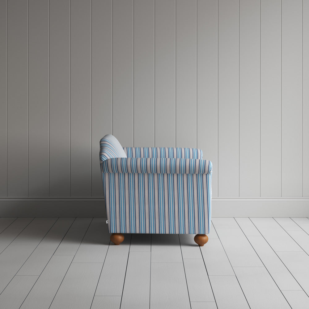 Dolittle Big Love Seat blue slow lane cotton linen, side view by NiX.