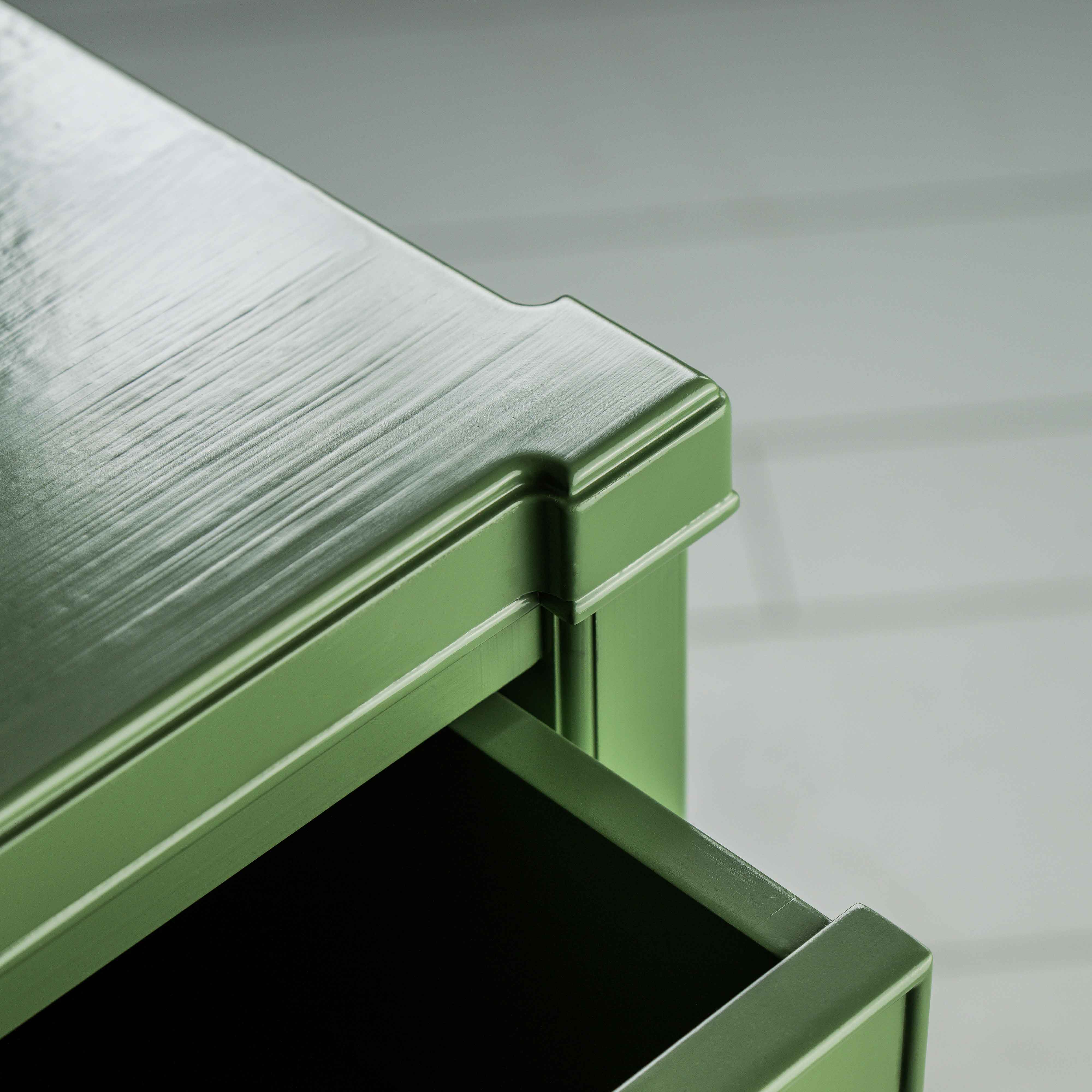 Shipshape Chest of Drawers, Sage Green Edge Design Closeup - By NiX