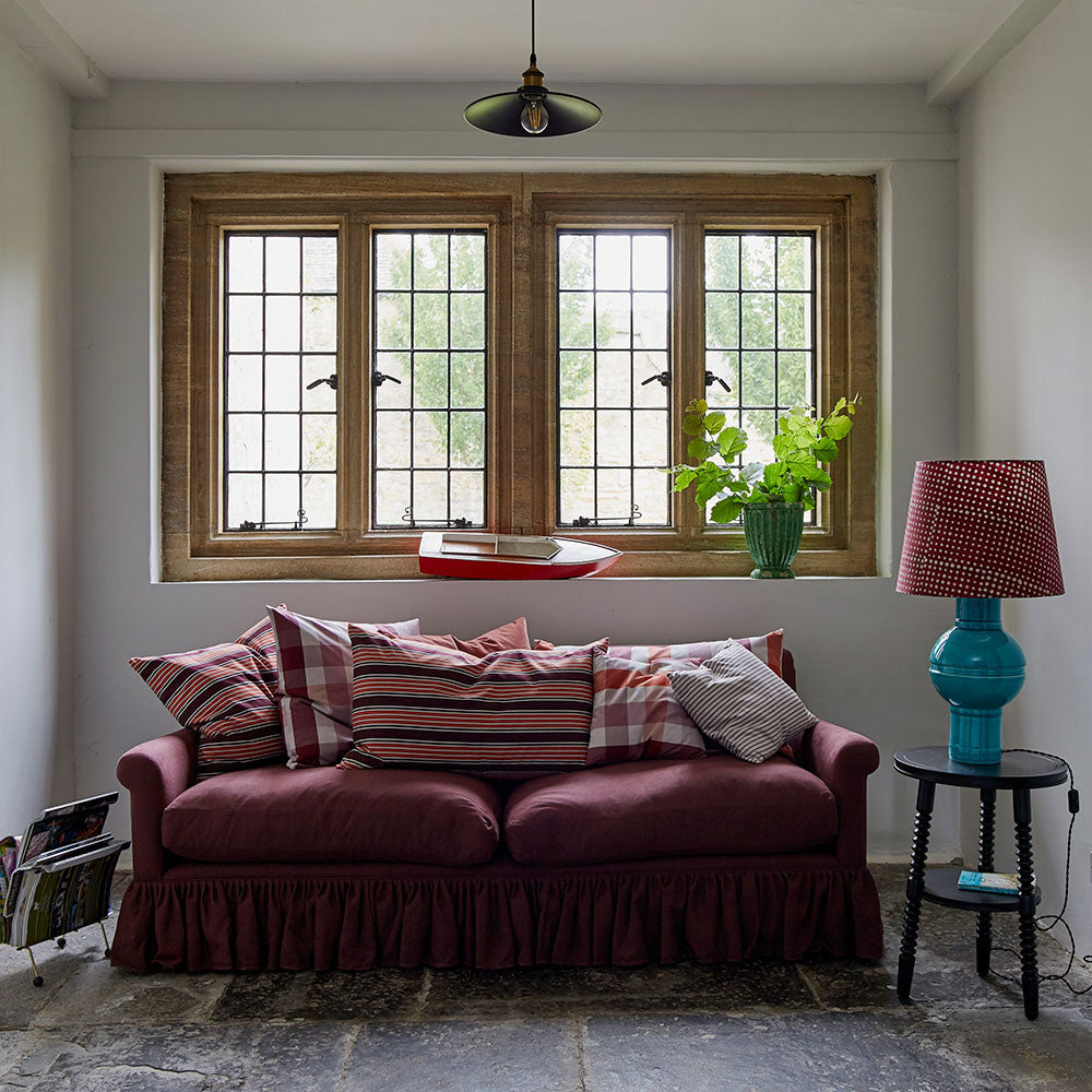 Rectangle Lollop Cushion in Regatta Cotton, Flame Red - Limited Edition
