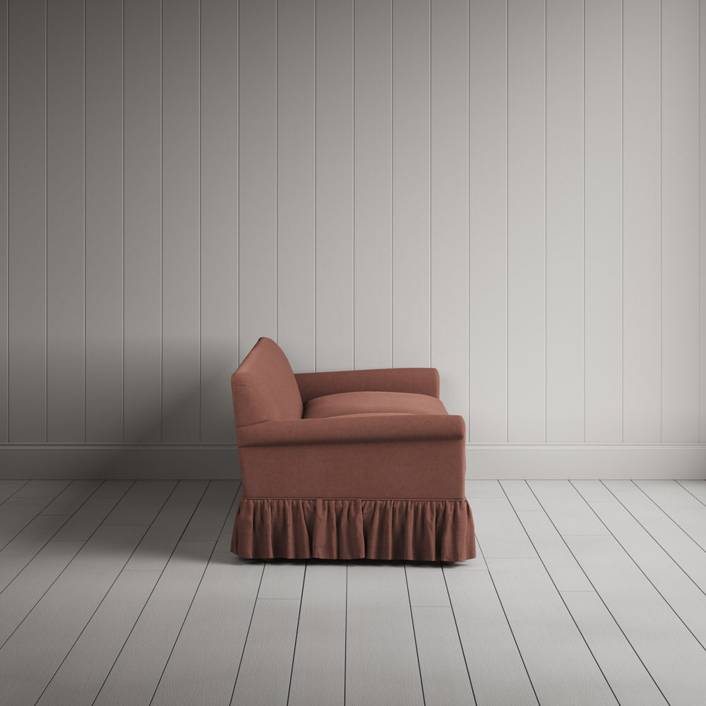 Side view of Curtain Call 4 Seater Sofa in Laidback Linen Sweet Briar