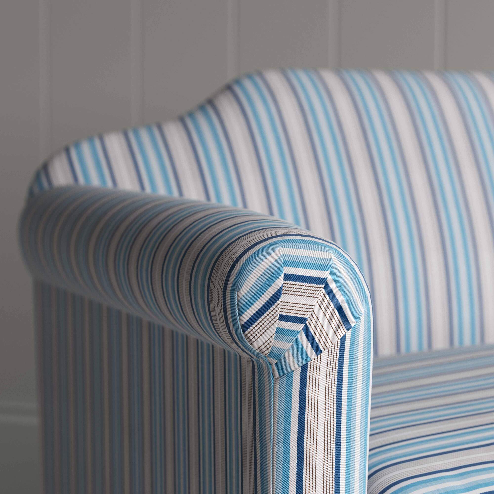 Dolittle Big Love Seat blue fabric armrest detail shot by NiX.