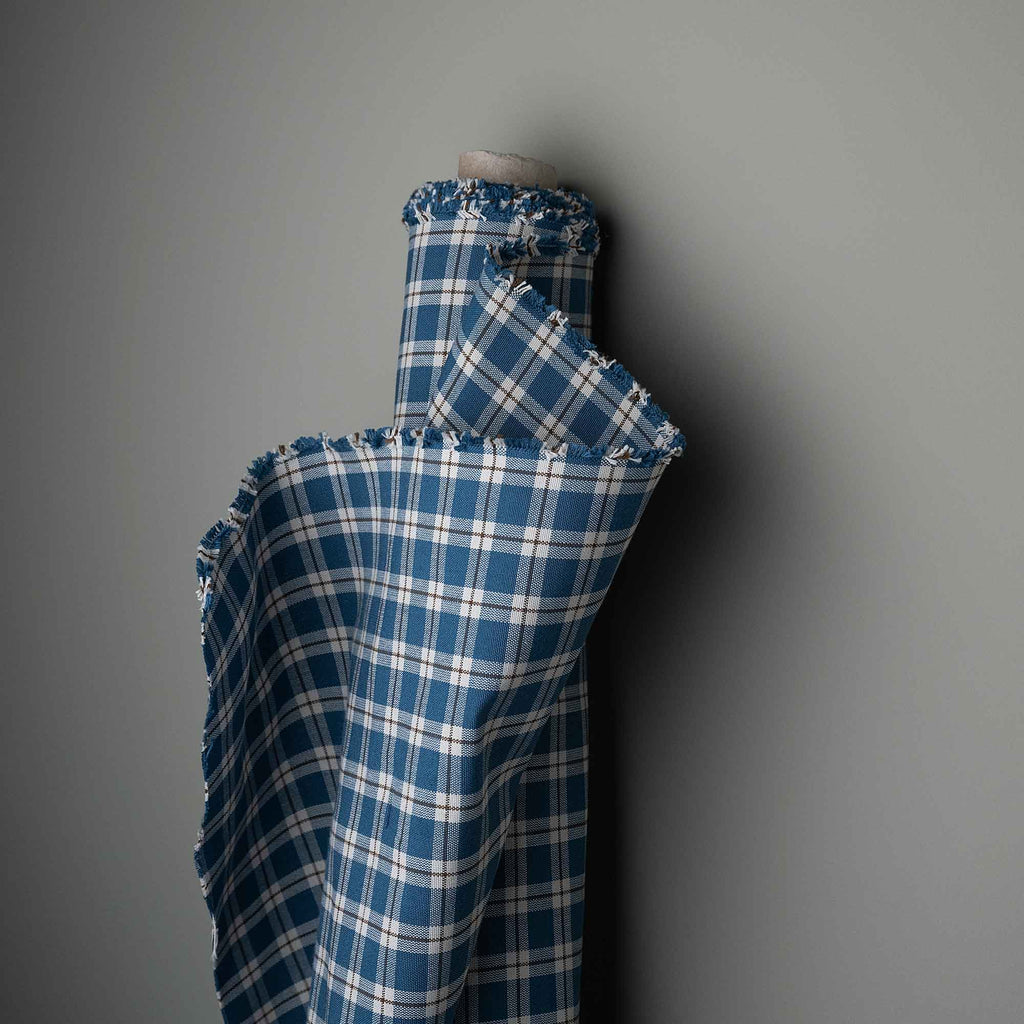 Plaid Cotton, Blue Brown Fabric Roll - NiX