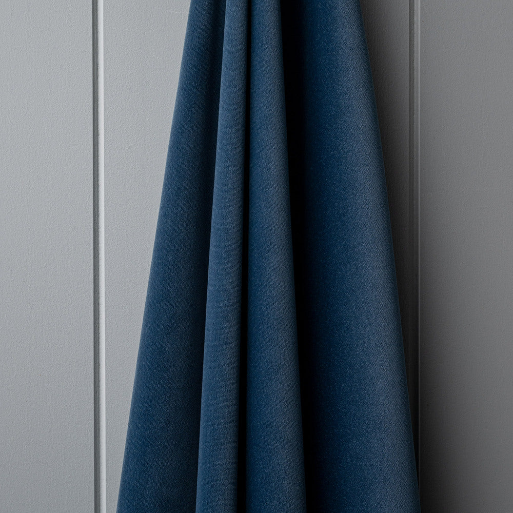 Draped Classic Corduroy Harbour Blue seat fabric by Nicola Harding