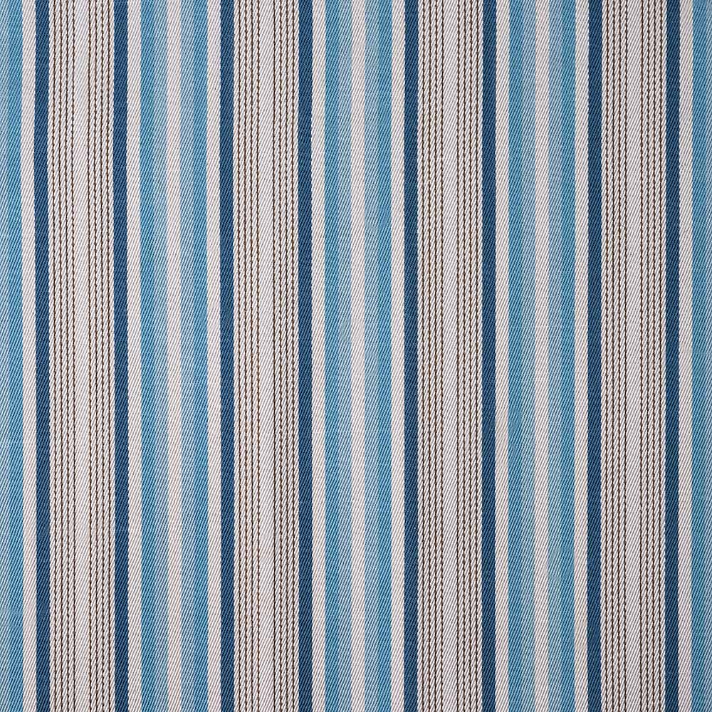 Hither Hexagonal Ottoman in Slow Lane Cotton Linen, Blue - Nicola Harding