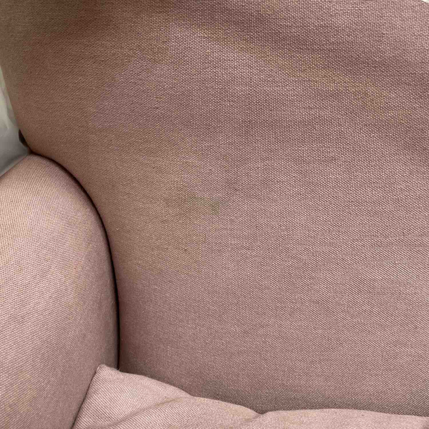 Arm and back detail of Idler armchair in Laidback Linen Heather by Nicola Harding & Co