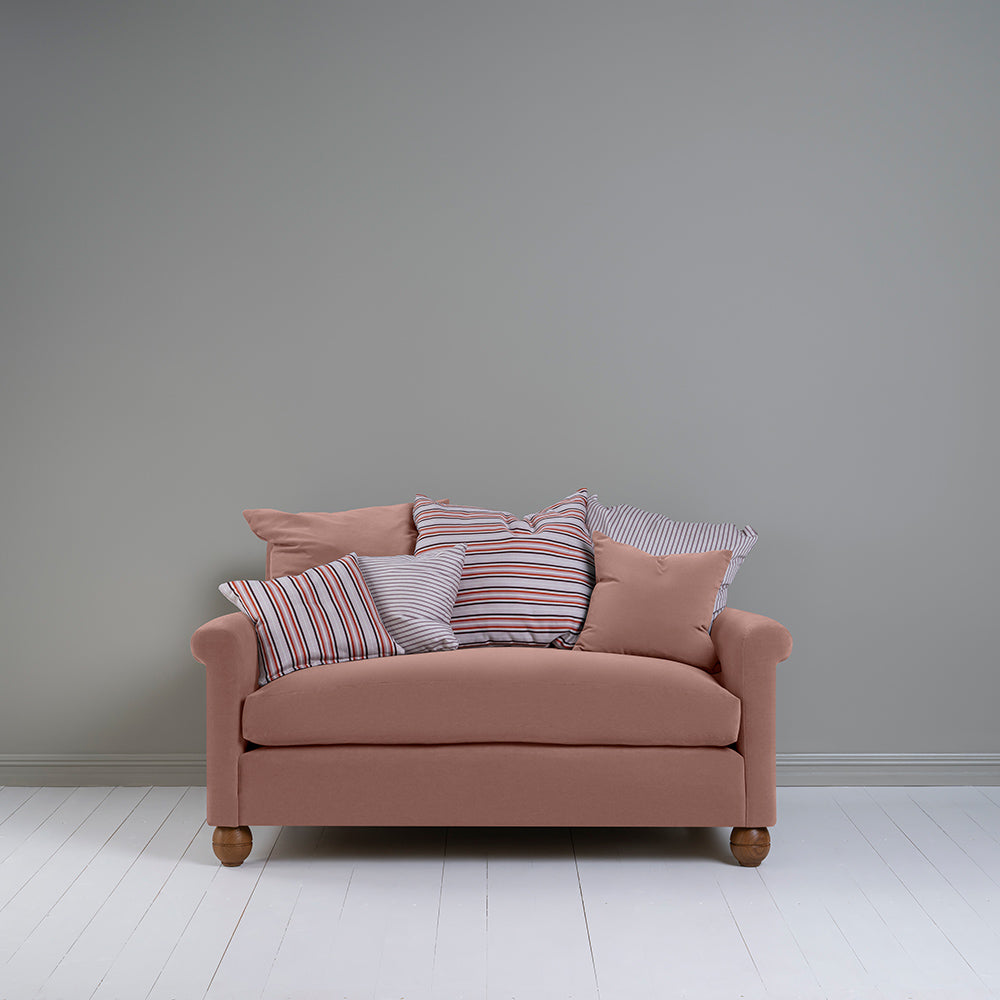 Idler 2 Seater Sofa in Intelligent Velvet Dusky Pink With Cushions - Nicola Harding