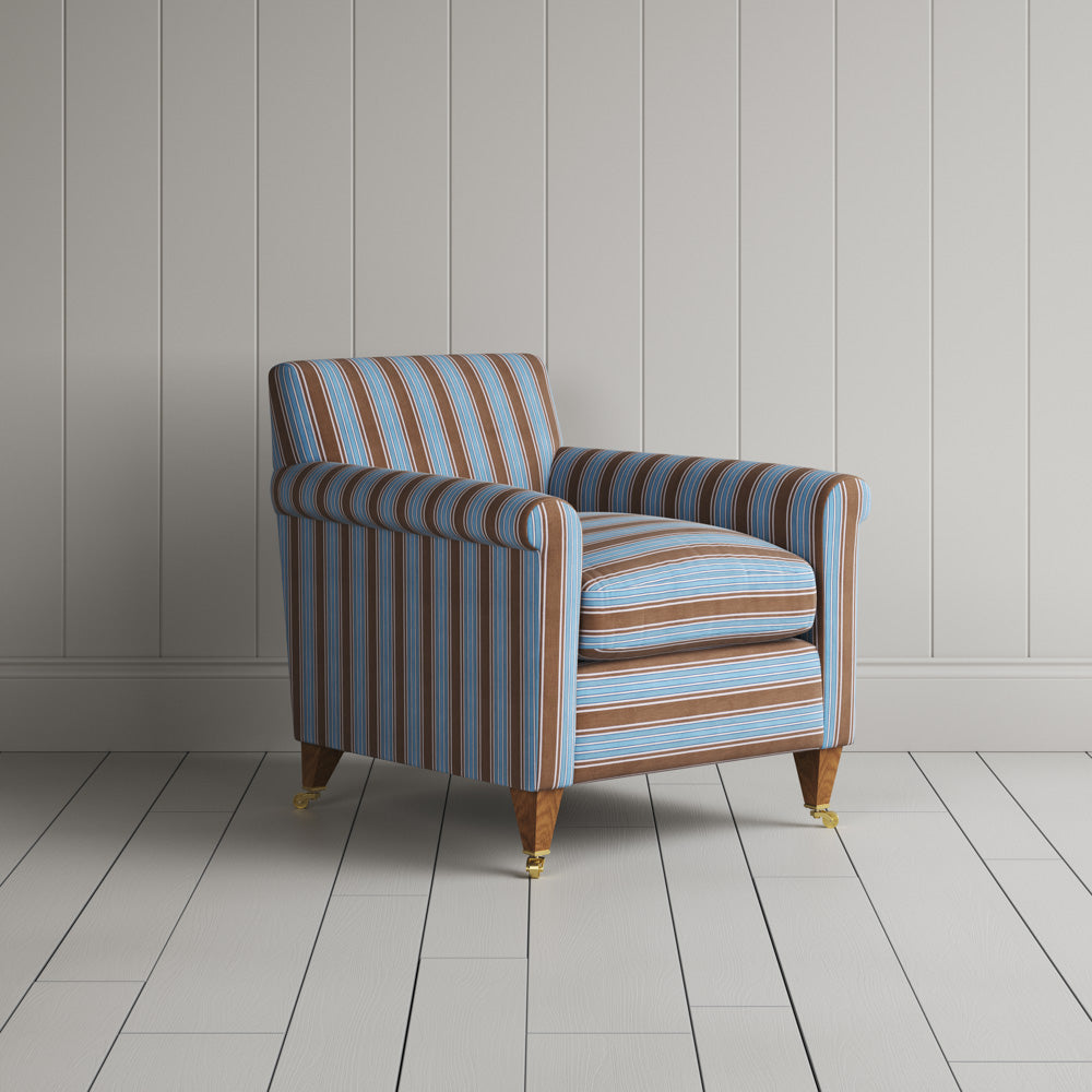 Idler Armchair in Regatta Cotton, Blue - Nicola Harding