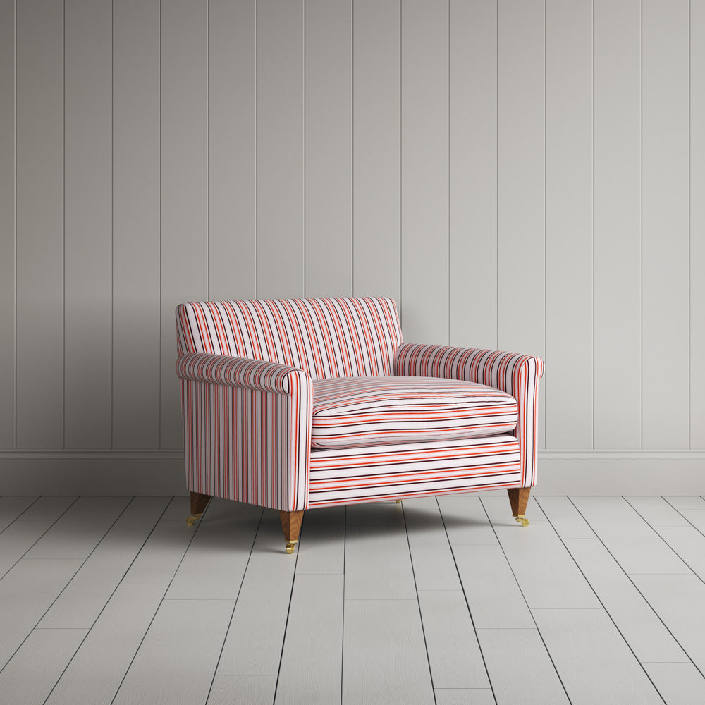 Idler Love Seat in Slow Lane Cotton Linen, Berry - Nicola Harding