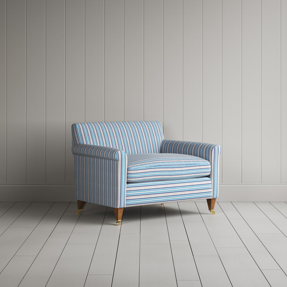 Idler Love Seat in Slow Lane Cotton Linen, Blue - Nicola Harding
