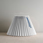 Measurement in 'cm' of Sunburst Concertina Natural Pleat Lamp Shade with Peacock Blue Cord, Height 32cm, Top-Width 23cm, Bottom-Width 46.5cm - By NiX