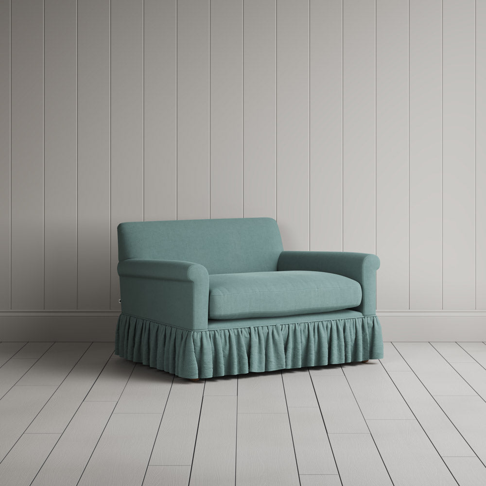 Curtain Call Love Seat in Laidback Linen Cerulean