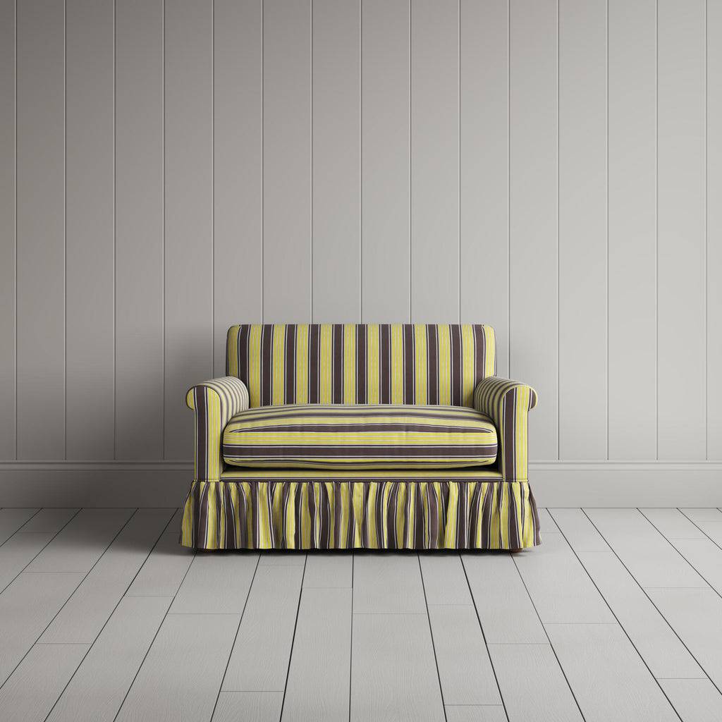 Front View of Curtain Call Love Seat in Regatta Cotton, Custard