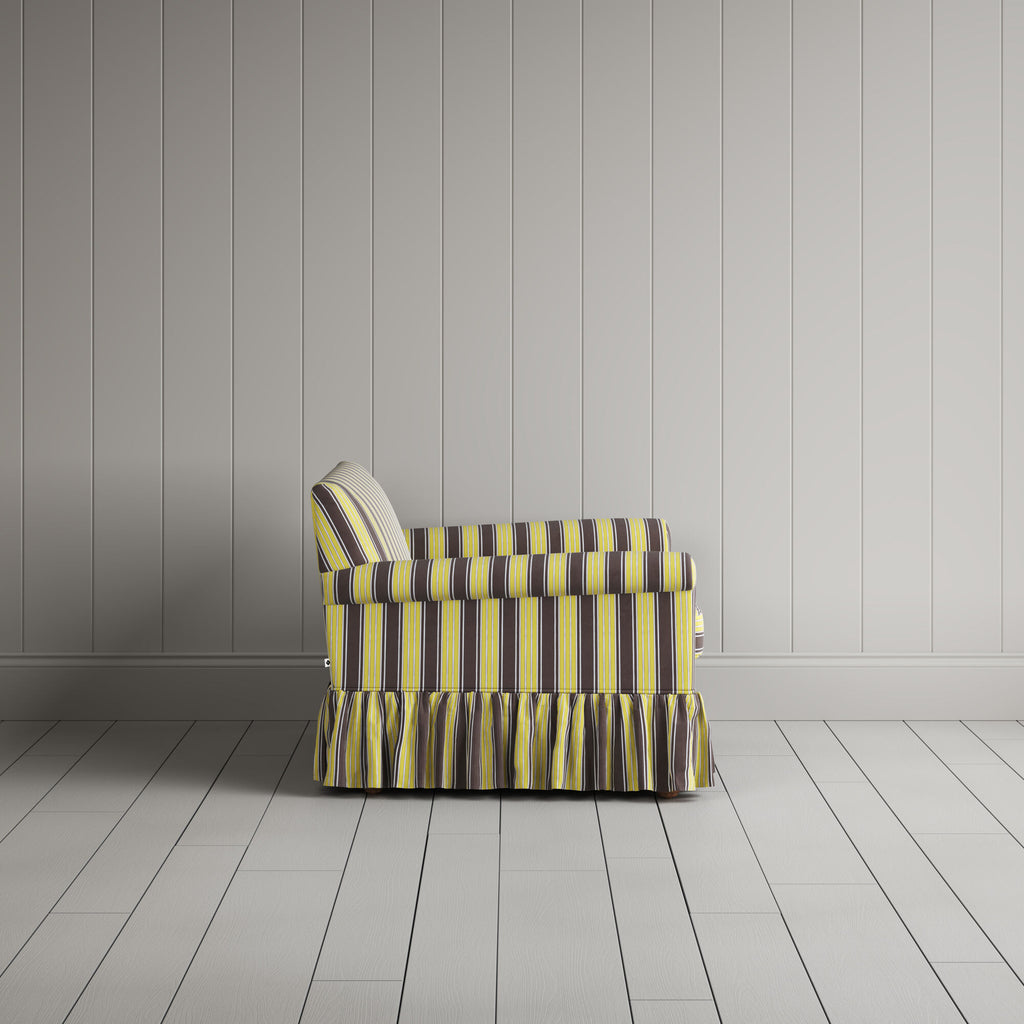 Side View of Curtain Call Love Seat in Regatta Cotton, Custard