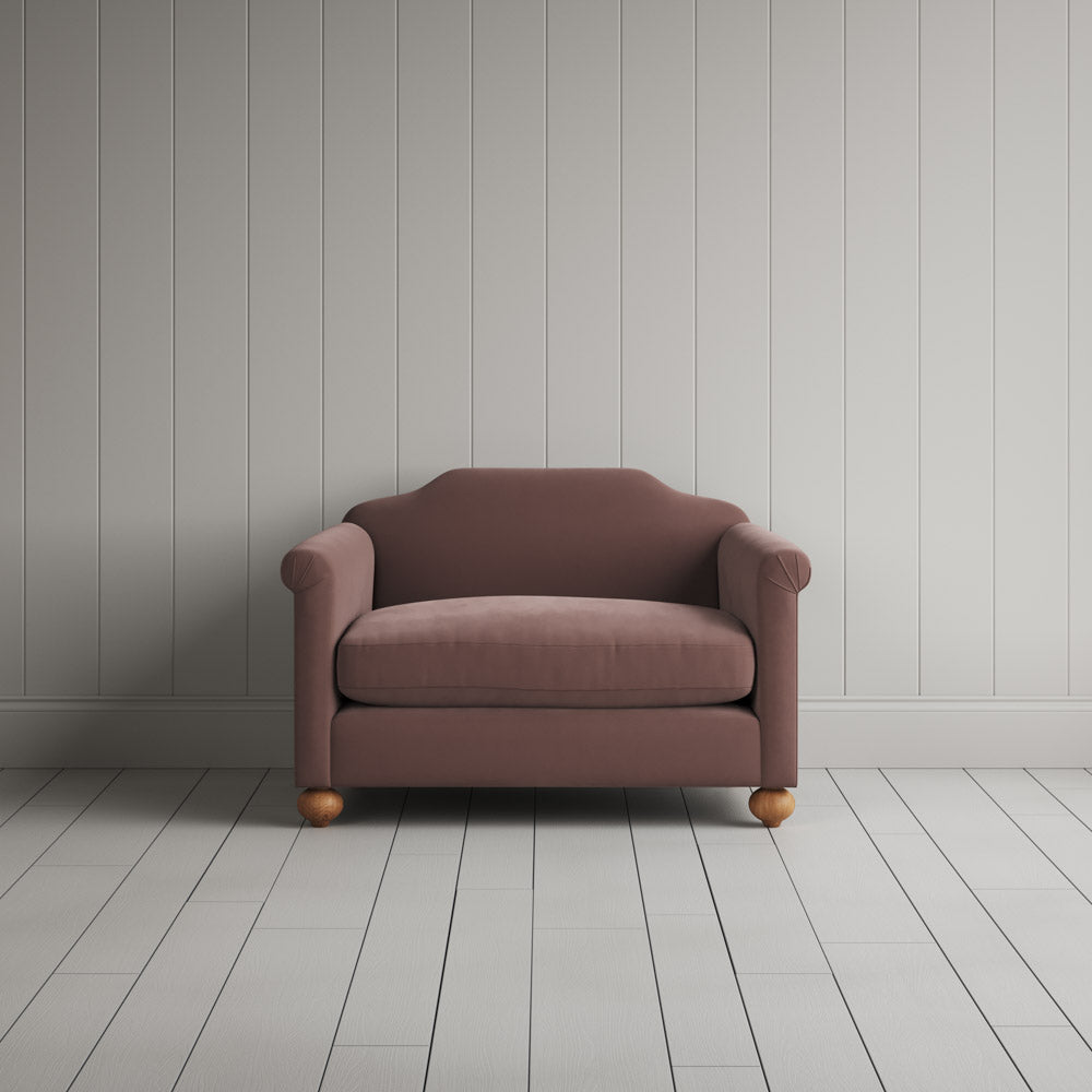 Front View of Dolittle Love Seat in Intelligent Velvet Dusky Pink