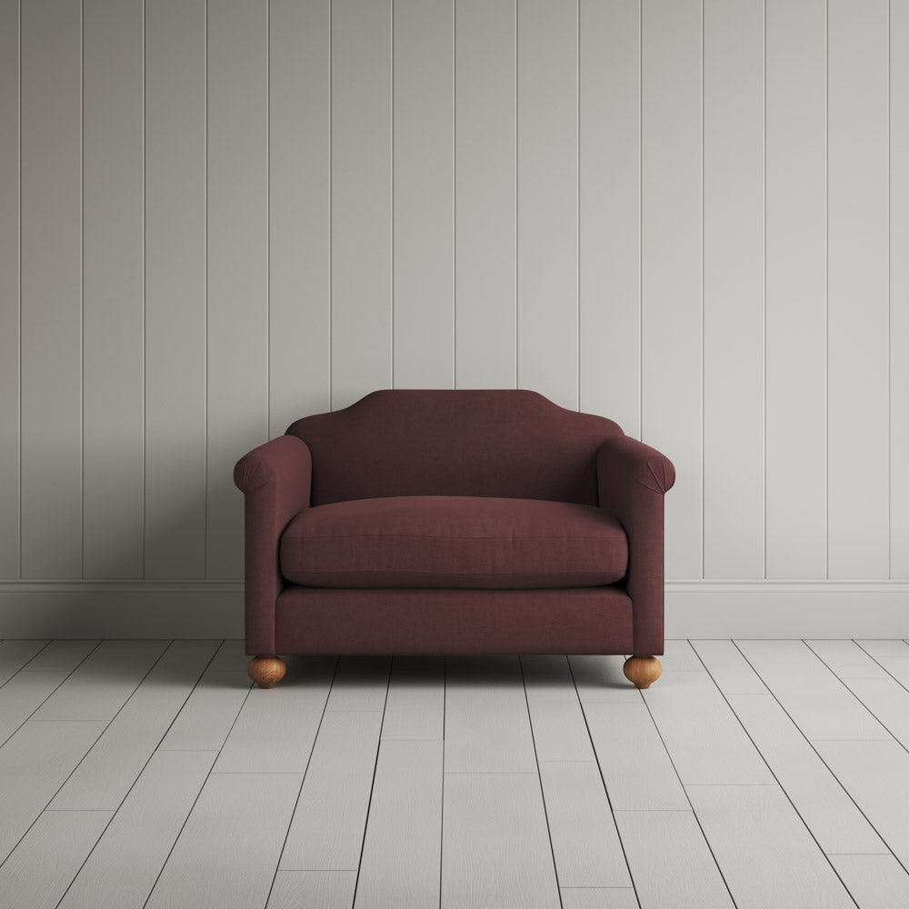 Front View of Dolittle Love Seat in Laidback Linen Damson