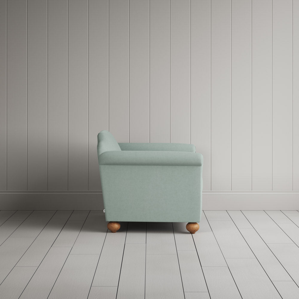 Dolittle Love Seat in Laidback Linen Sky side profile - Nicola Harding interiors