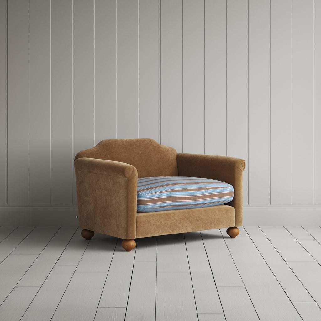 Dolittle Love Seat in Classic Corduroy Stone Beige Frame and Regatta Blue Seat