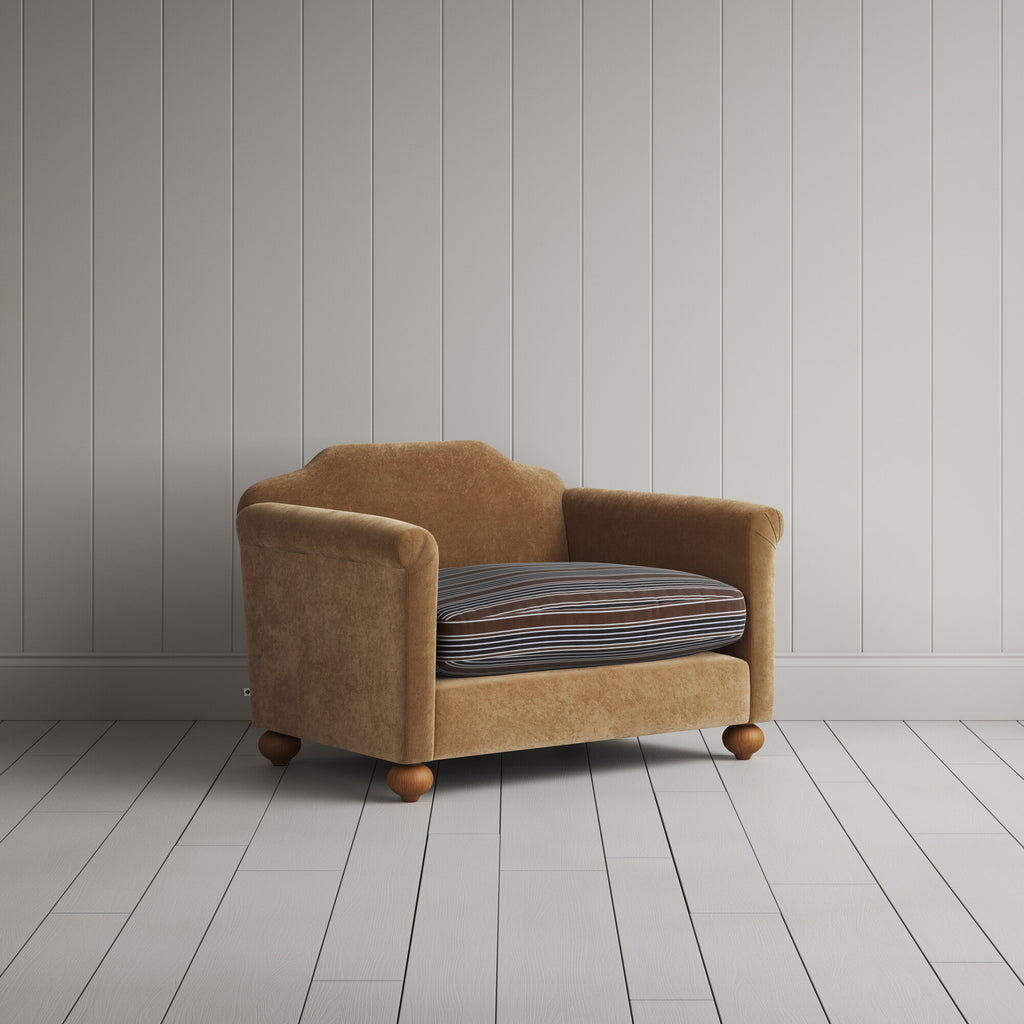 Dolittle Love Seat in Classic Corduroy Stone Beige Frame and Regatta Charcoal Seat