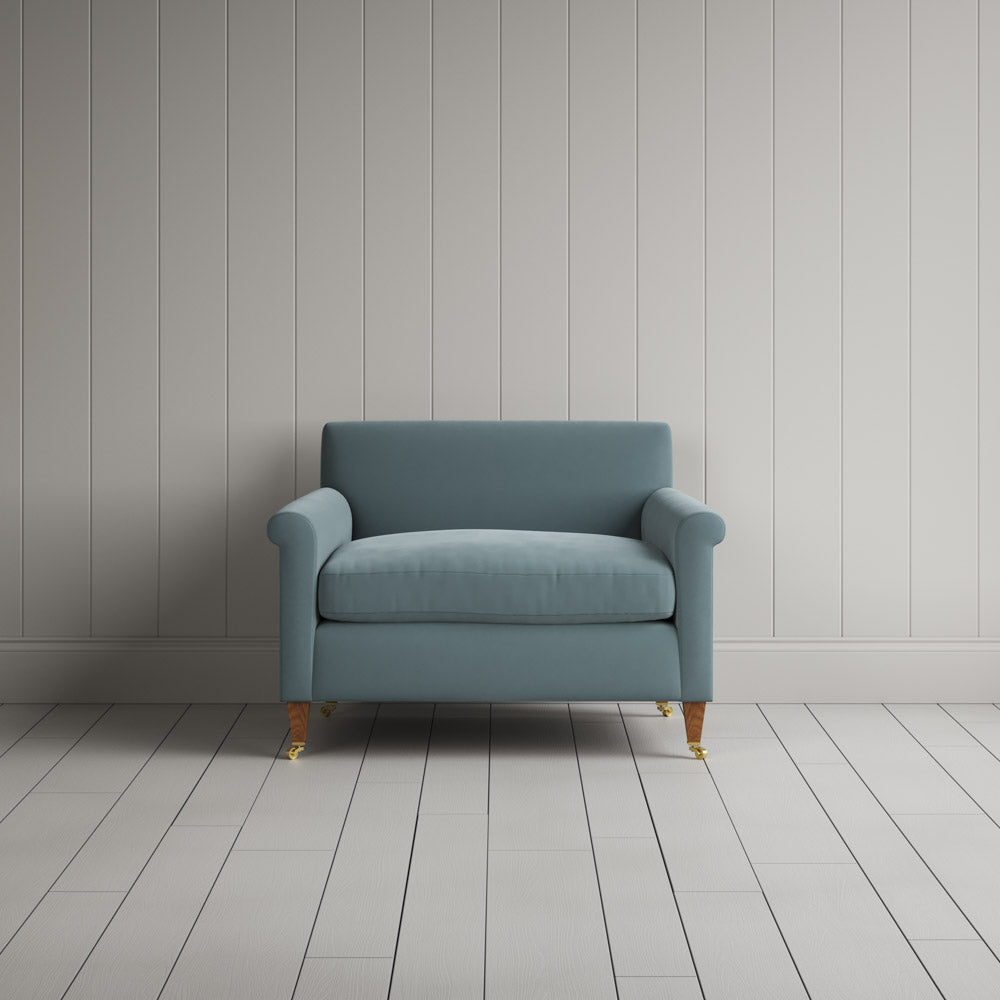 Front view of Idler Love Seat in Intelligent Velvet Mineral