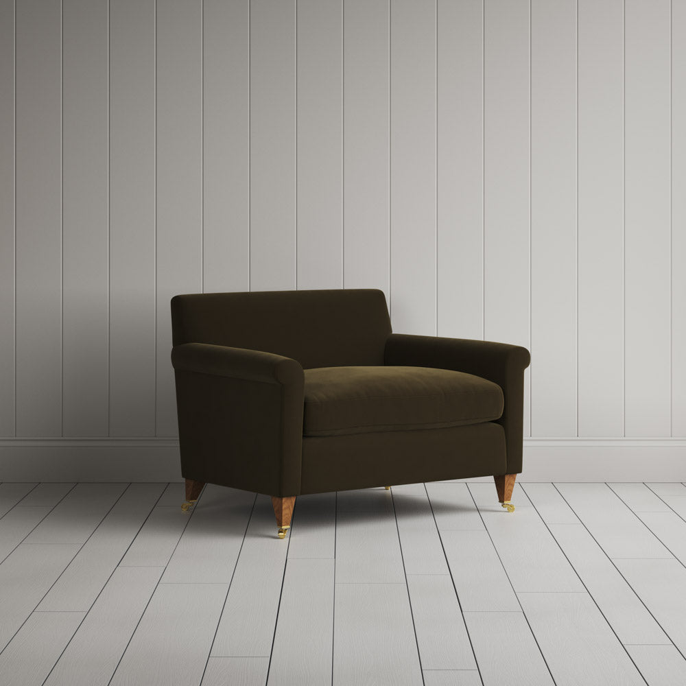 Idler Love Seat in Intelligent Velvet Seaweed