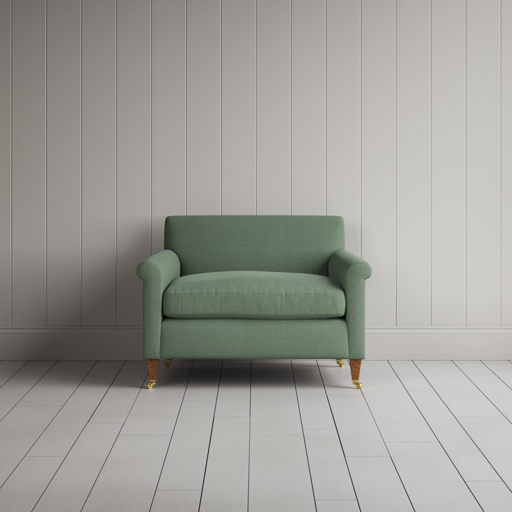 Front view of Idler Love Seat in Laidback Linen Moss