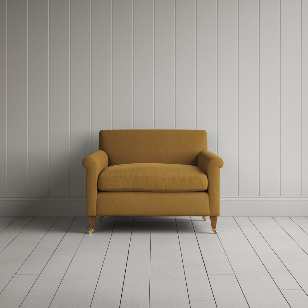 Front view of Idler Love Seat in Laidback Linen Ochre