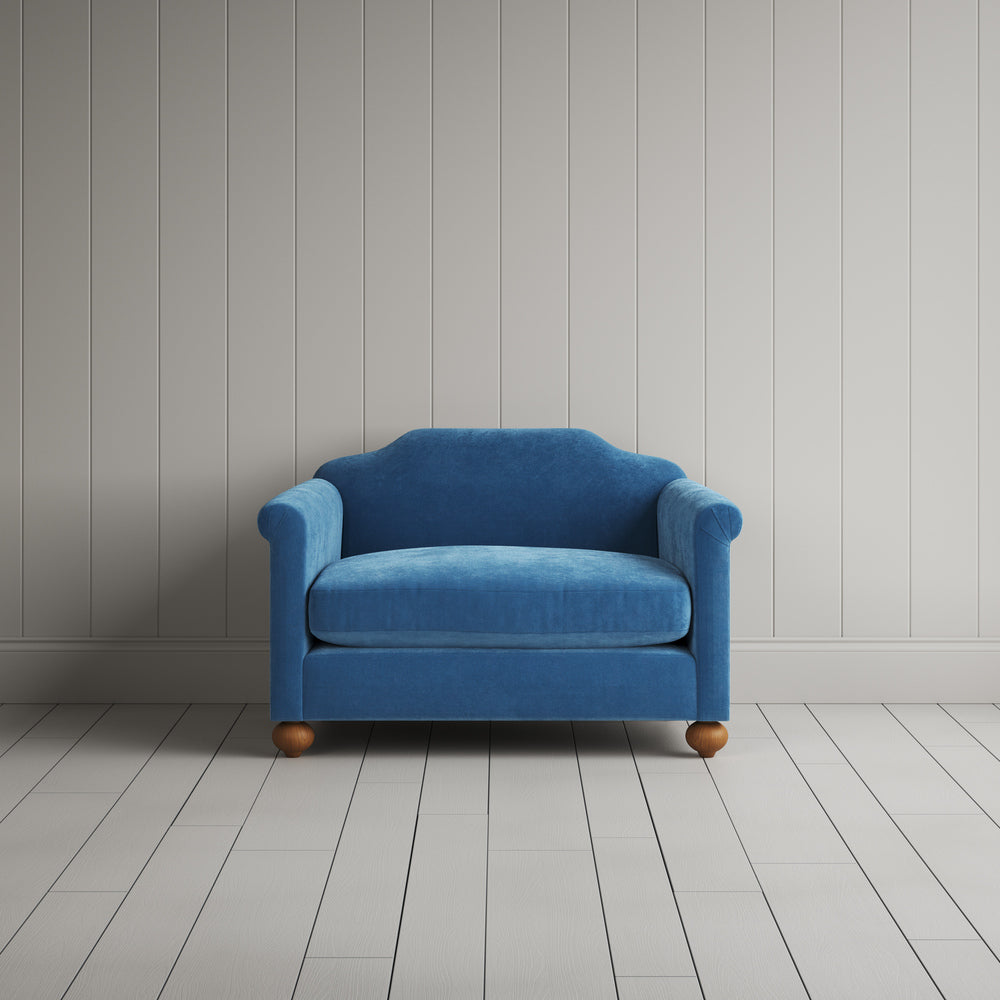 Front View of Dolittle Love Seat in Classic Corduroy Harbour Blue