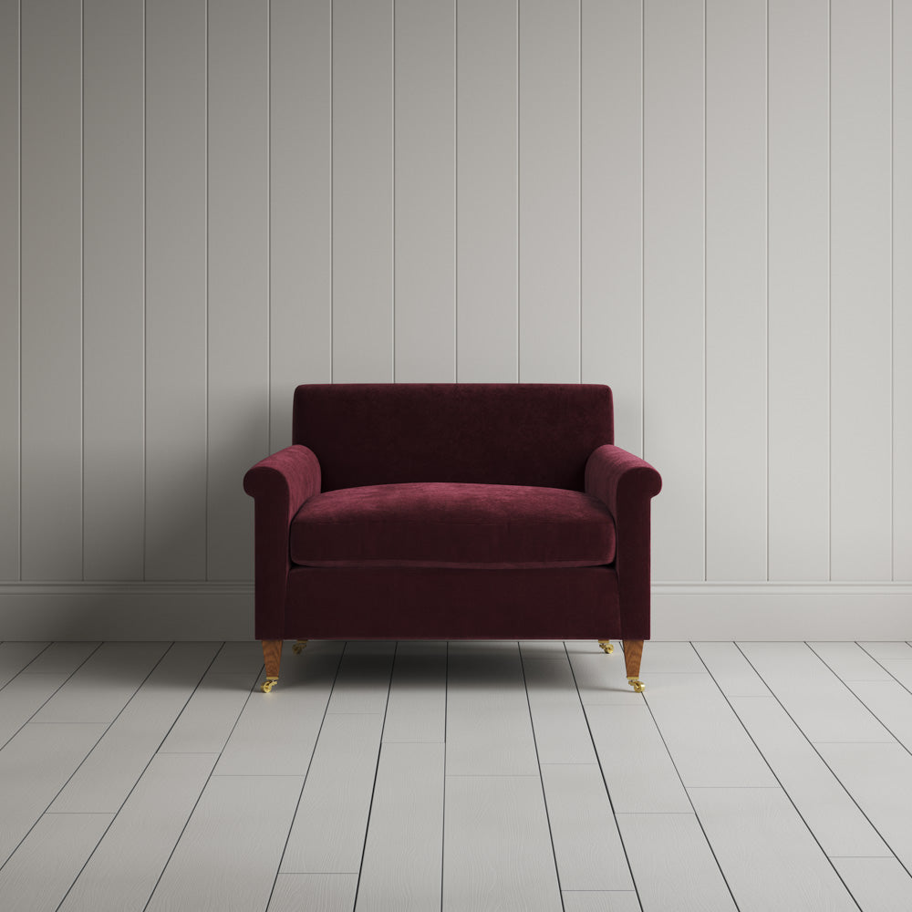 Idler Love Seat in Cherry Classic Corduroy, a rich red UK handmade 2 seater sofa.