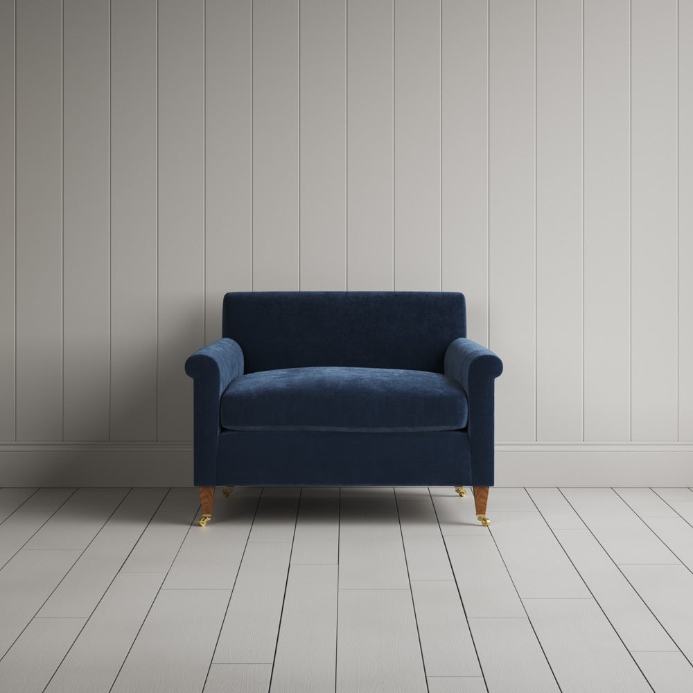 Idler Love Seat in Dark Blue Classic Corduroy, a UK handmade 2 seater settee.