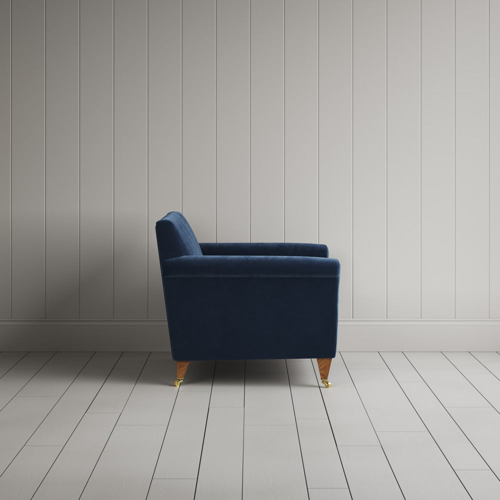 Side View of Idler Love Seat in Classic Corduroy Dark Blue
