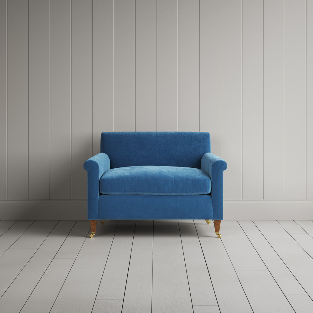 Idler Love Seat in Harbour Blue Classic Corduroy, a deep blue UK handmade