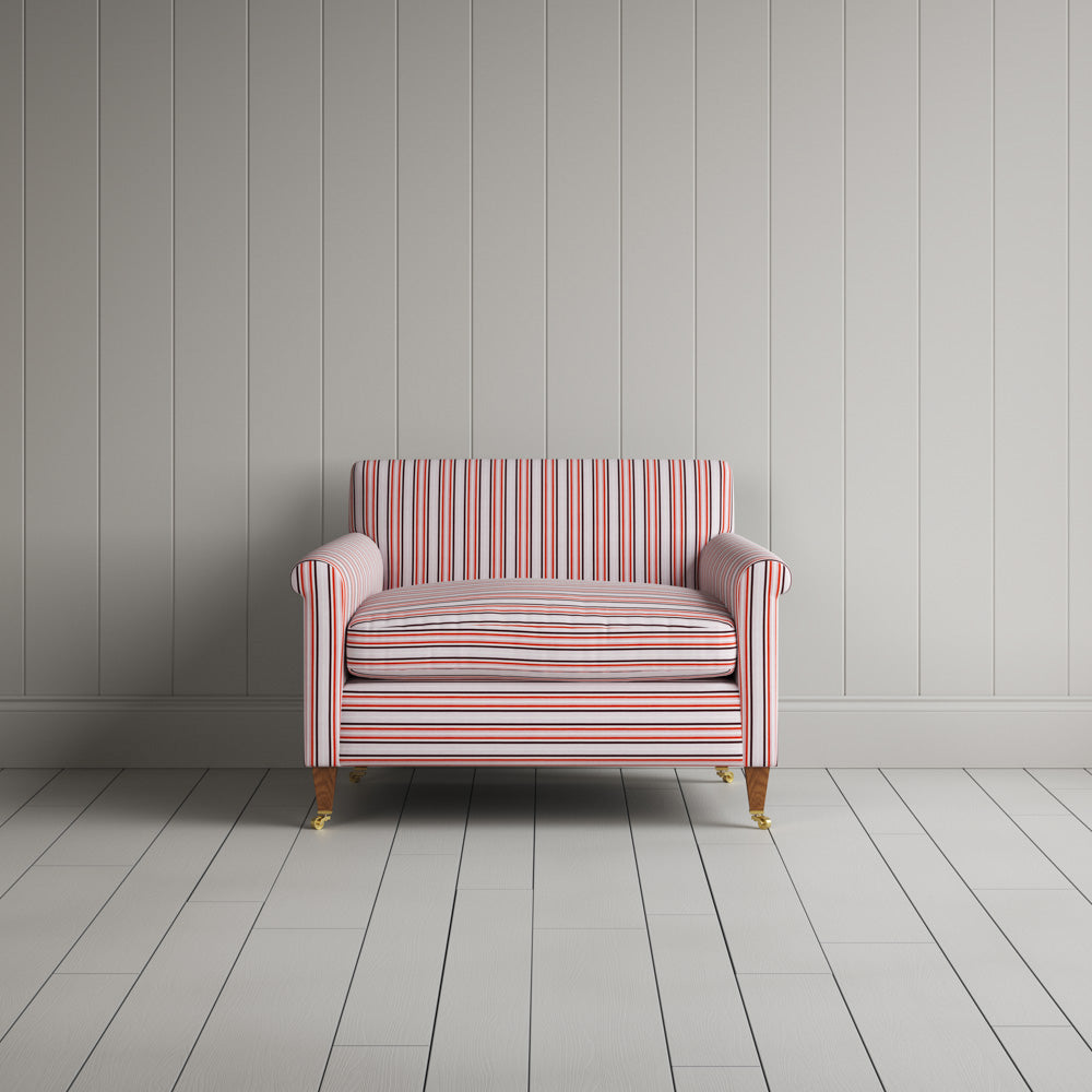 Idler Love Seat in Slow Lane Cotton Linen, Berry - Nicola Harding