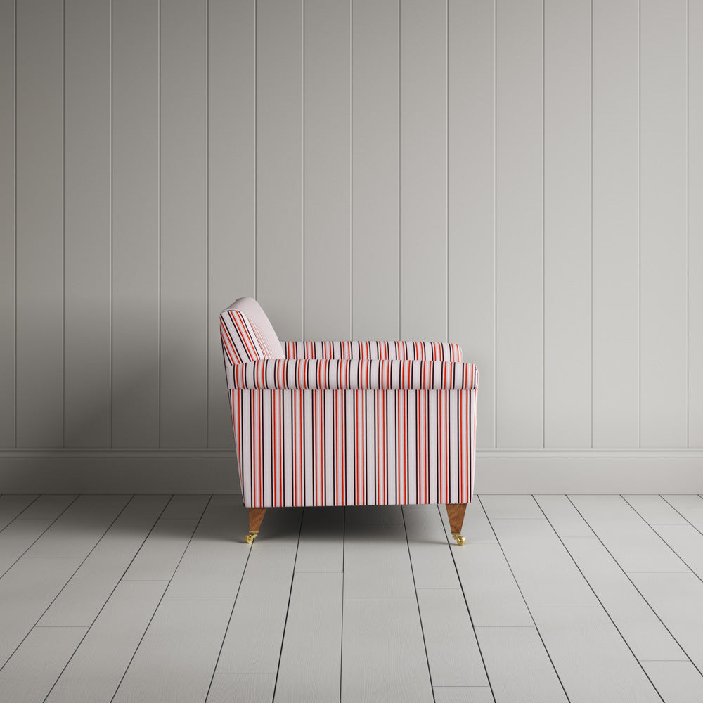 Idler Love Seat in Slow Lane Cotton Linen, Berry - Nicola Harding