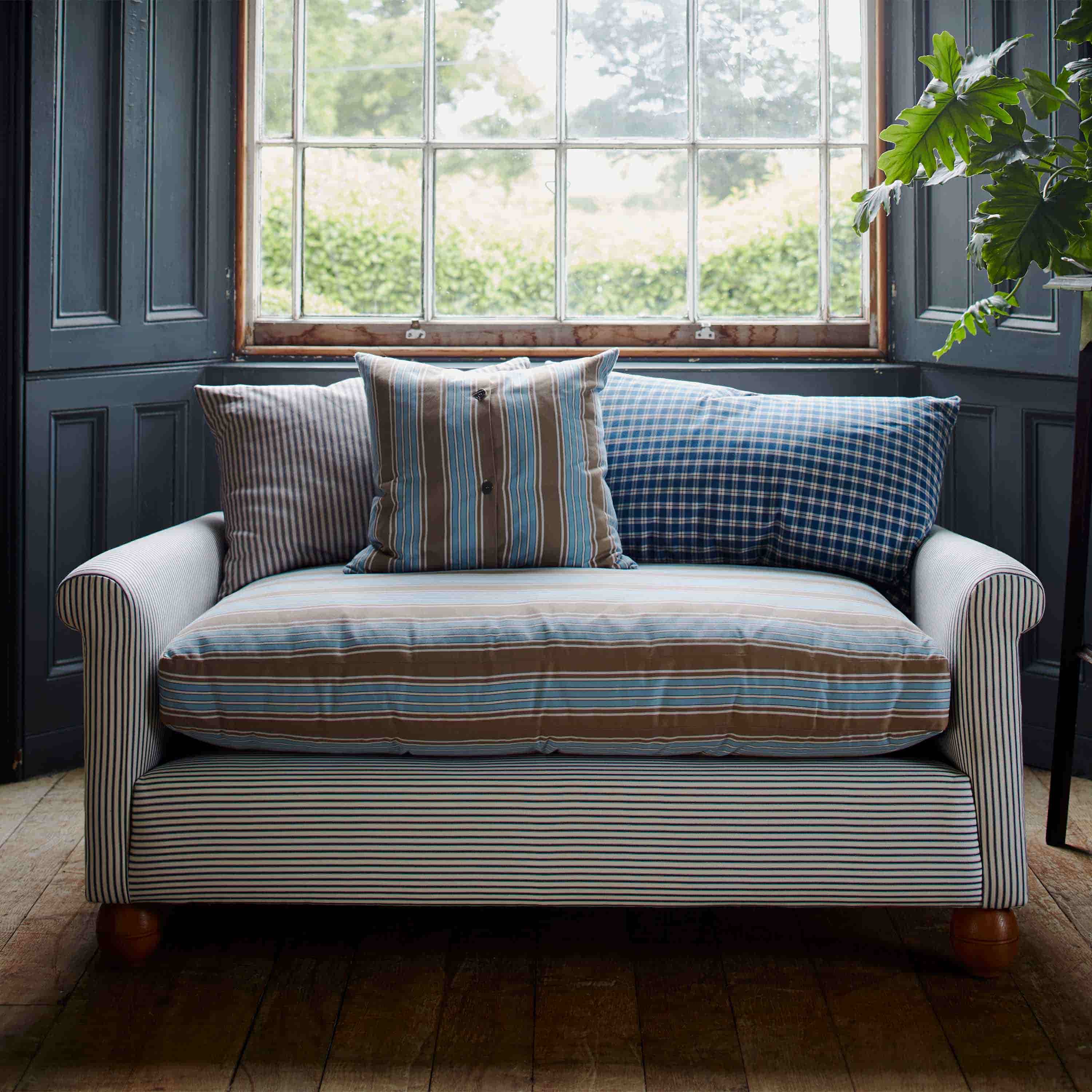 Idler 2 Seater Sofa in Intelligent Velvet Dusky Pink - Nicola Harding