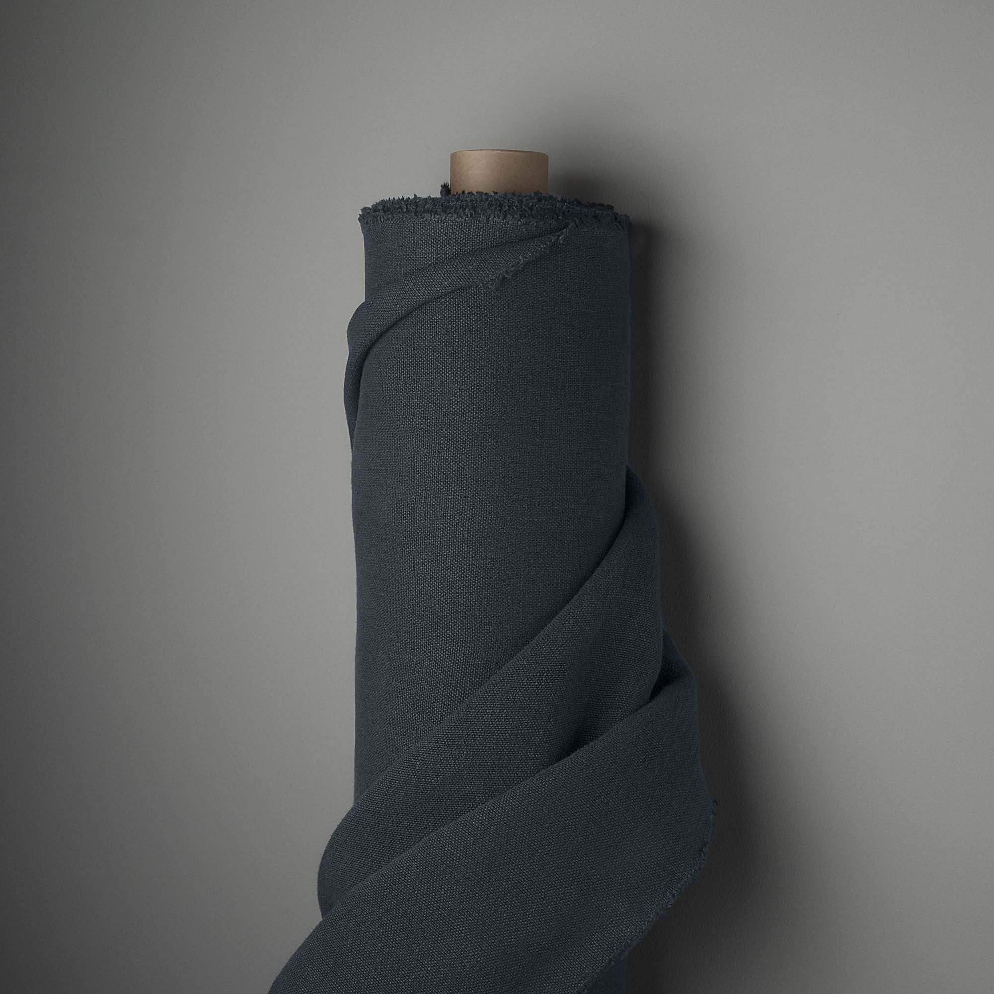 Hither Hexagonal Ottoman in Laidback Linen Midnight - Nicola Harding