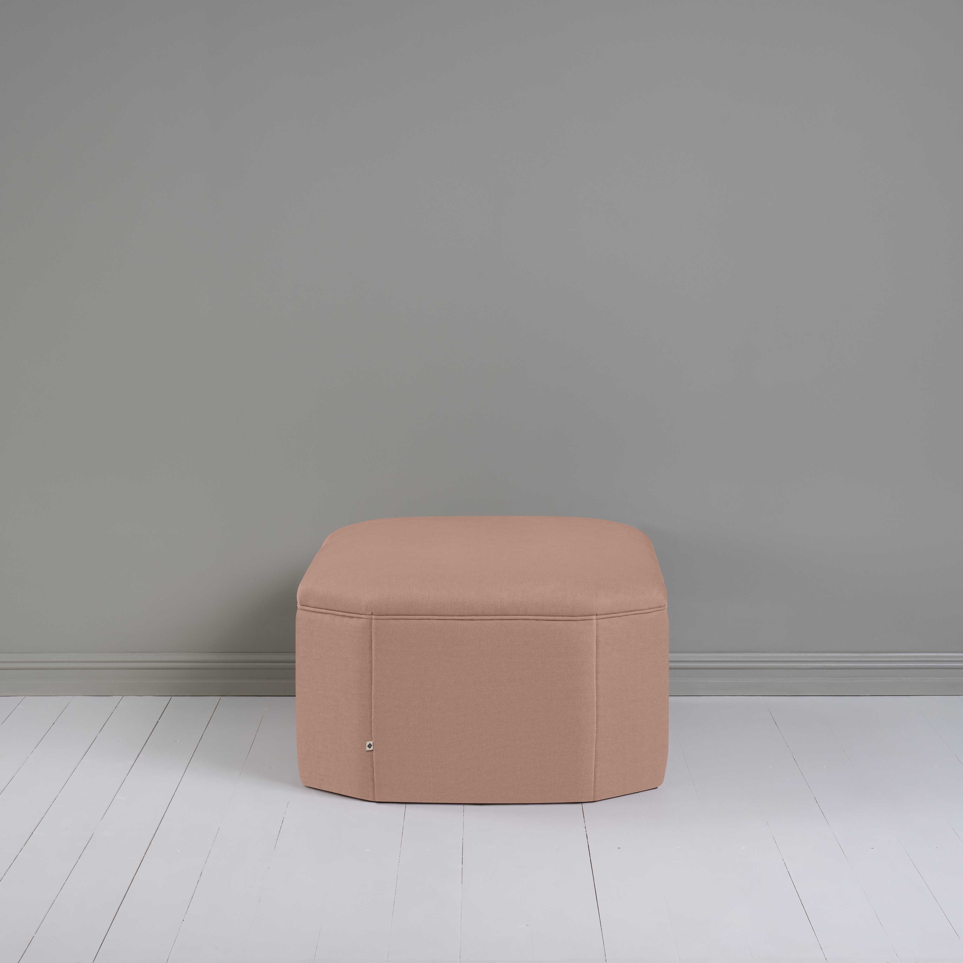 Hither Hexagonal Ottoman in Laidback Linen Roseberry - Nicola Harding