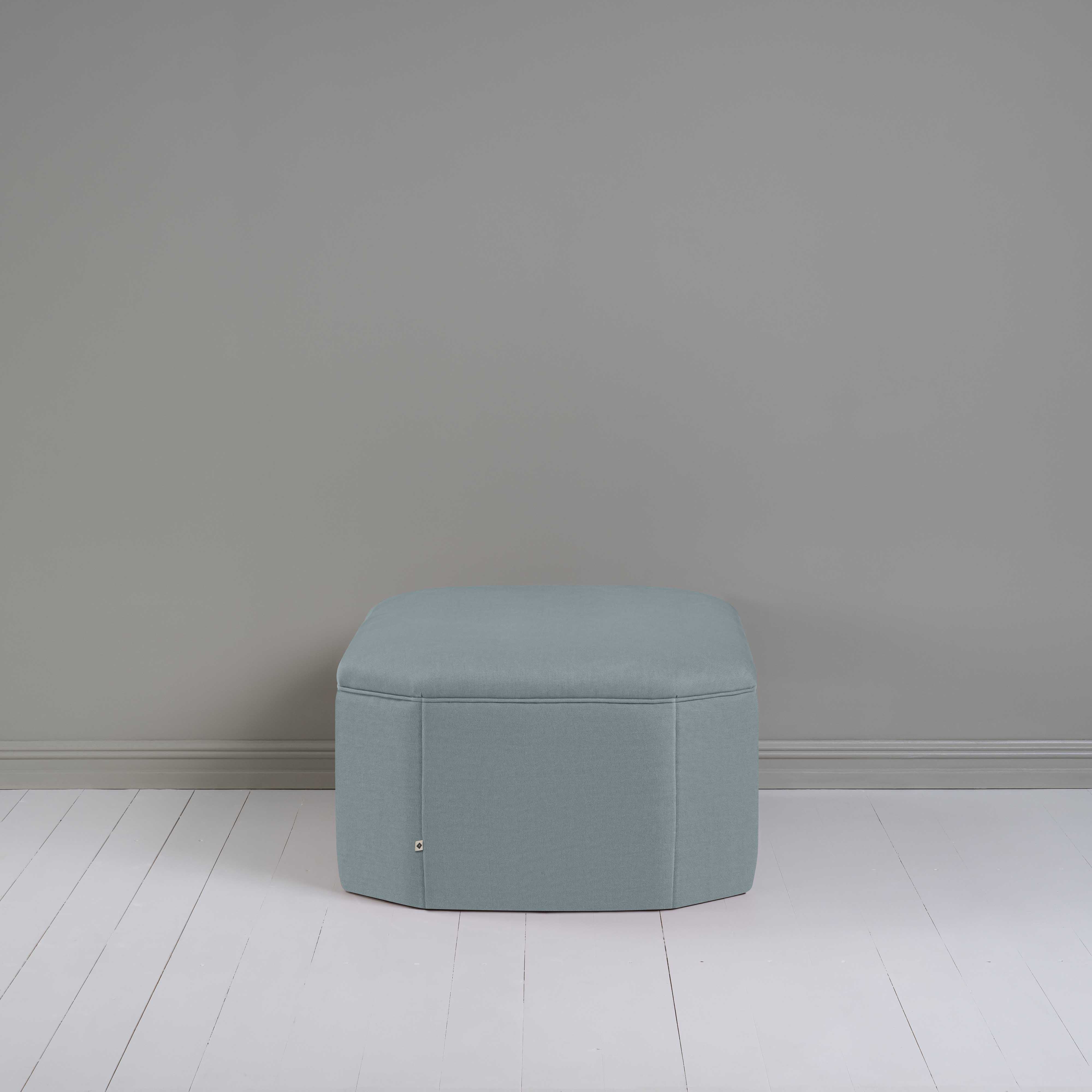 Hither Hexagonal Ottoman in Laidback Linen Cerulean - Nicola Harding