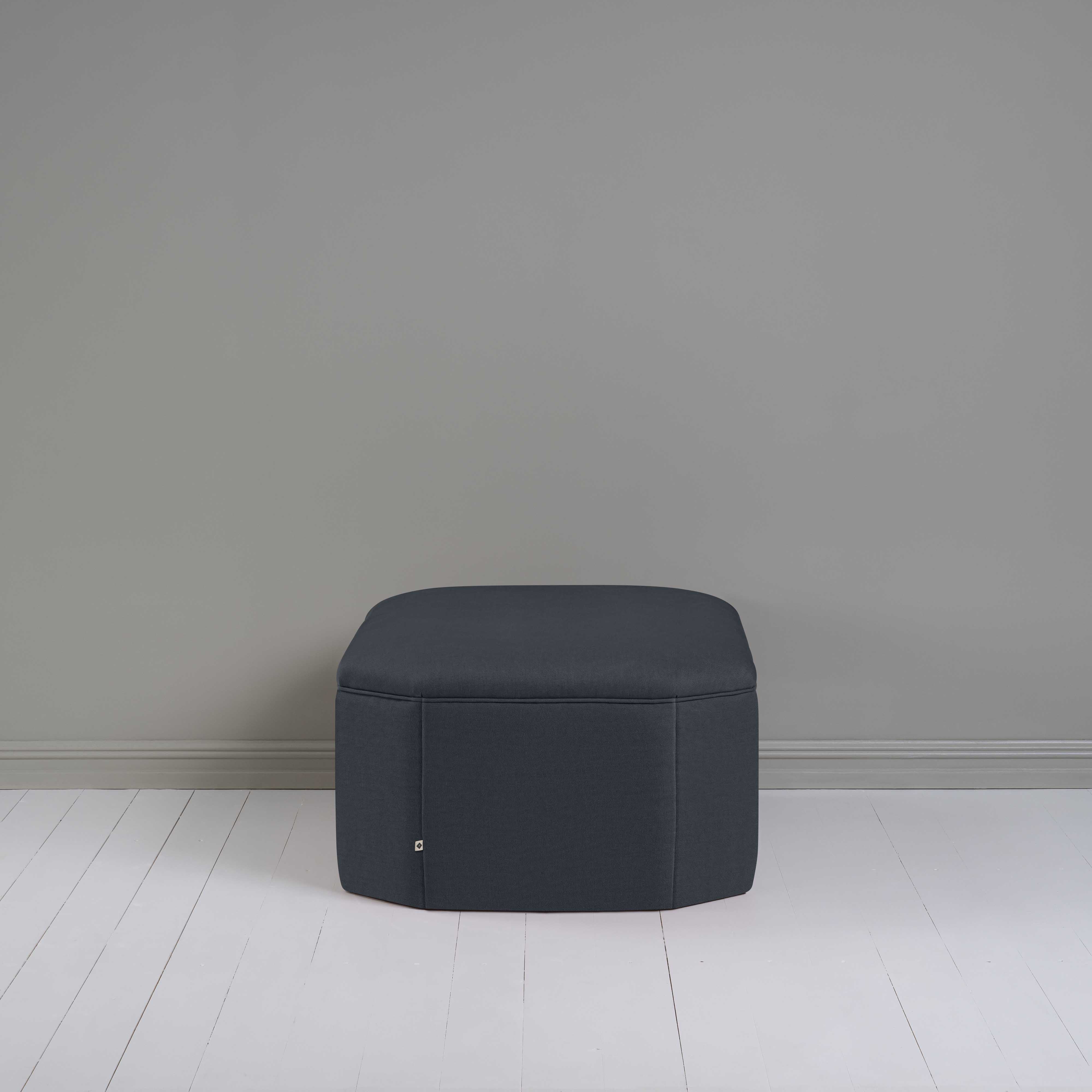 Hither Hexagonal Ottoman in Laidback Linen Midnight - Nicola Harding