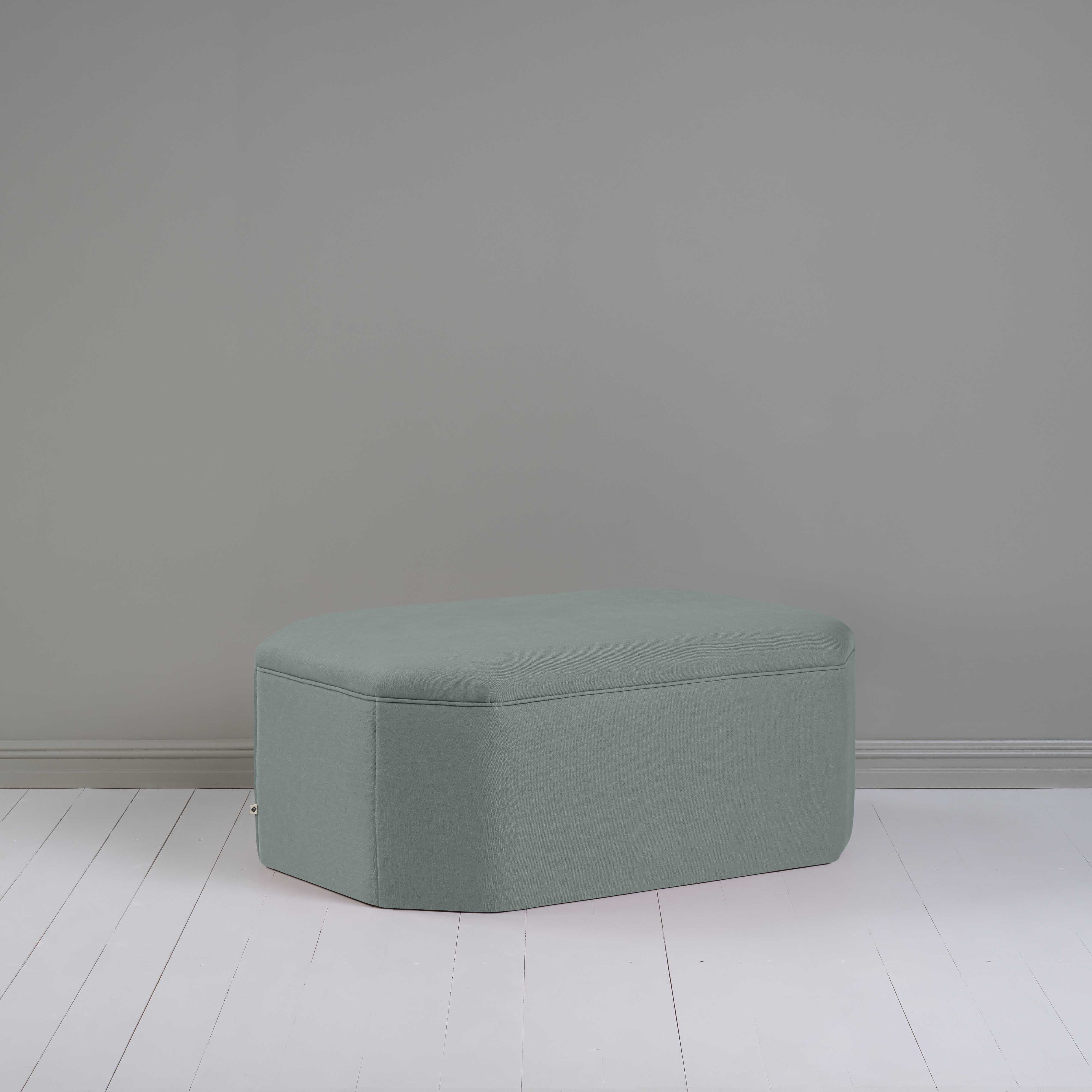 Hither Hexagonal Ottoman in Laidback Linen Mineral - Nicola Harding