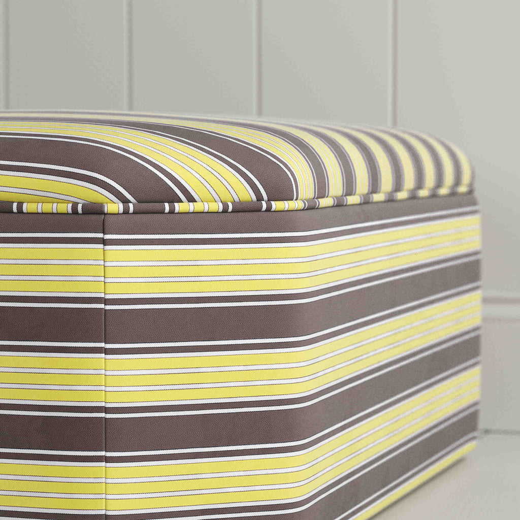 Hither Hexagonal Ottoman in Regatta Cotton, Custard Closeup