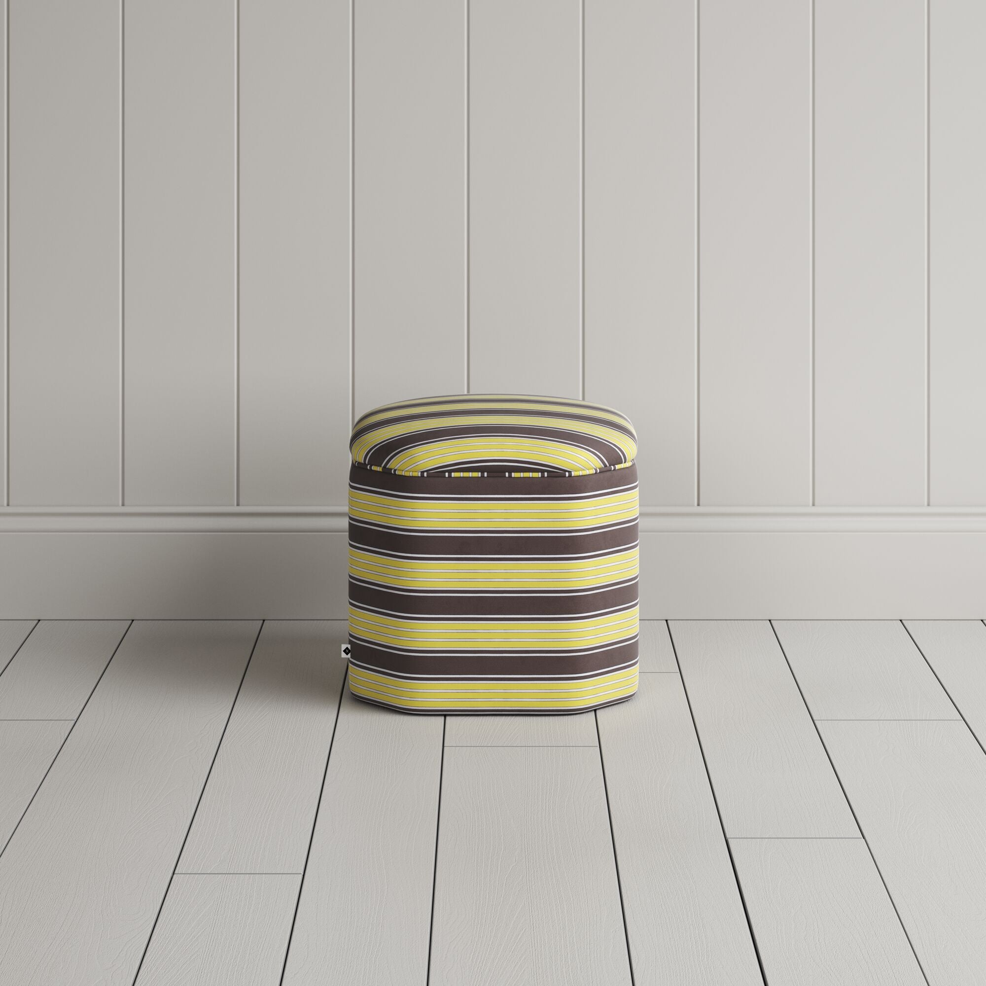 Thither Hexagonal Ottoman in Regatta Cotton, Custard