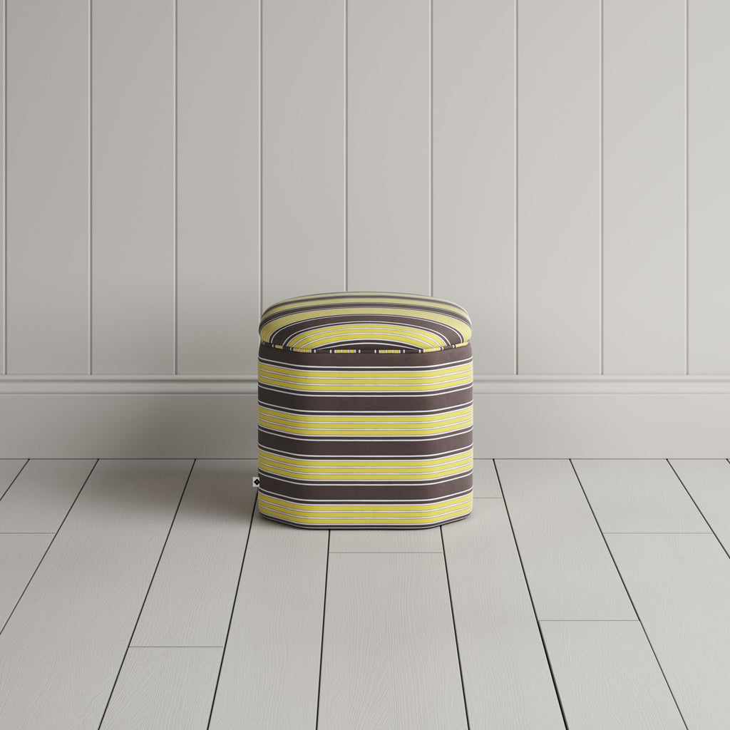 Thither Hexagonal Ottoman in Regatta Cotton, Custard