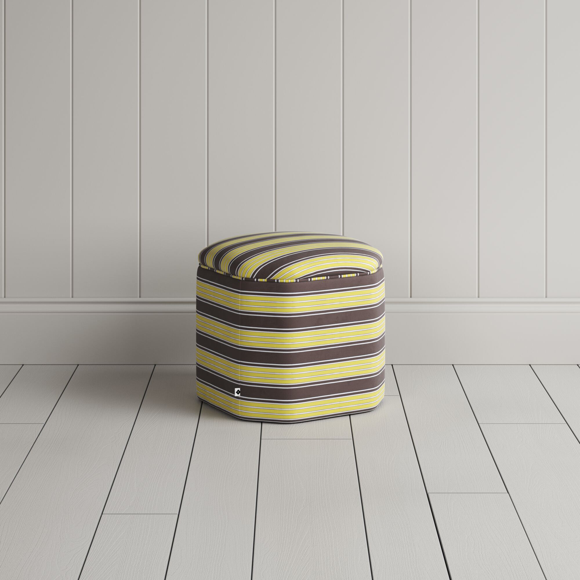 Thither Hexagonal Ottoman in Regatta Cotton, Custard