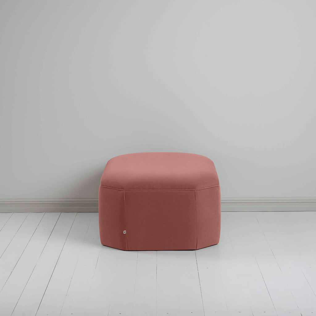 Hither Hexagonal Ottoman in Intelligent Velvet Damson - Nicola Harding