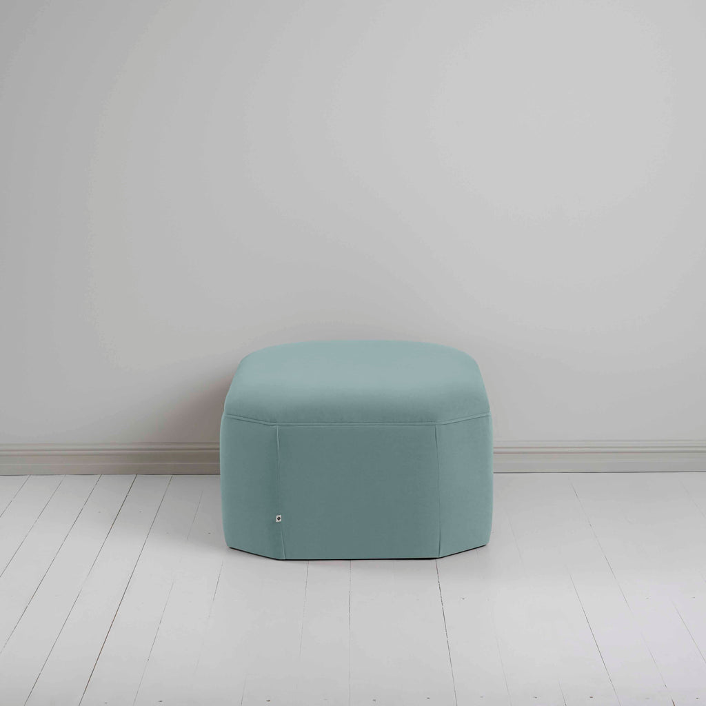Hither Hexagonal Storage Ottoman in Intelligent Velvet Mineral - Nicola Harding