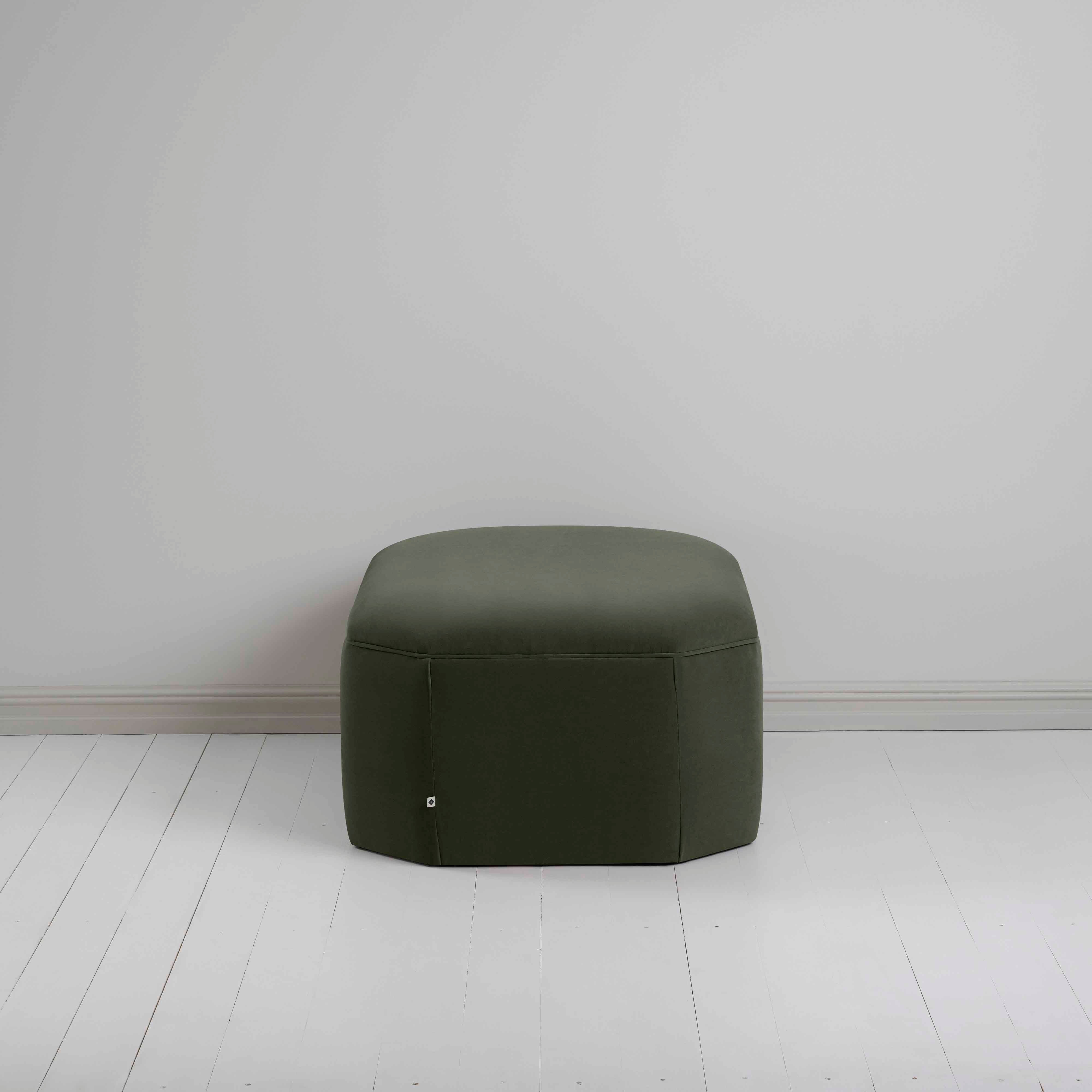 Hither Hexagonal Storage Ottoman in Intelligent Velvet Seaweed - Nicola Harding